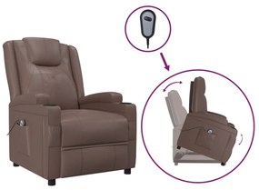 vidaXL Πολυθρόνα Μασάζ με Ανύψωση Γυαλ. Καφέ Συνθ. Δέρμα