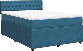 vidaXL Κρεβάτι Boxspring με Στρώμα Μπλε 160x200 εκ. Βελούδινο