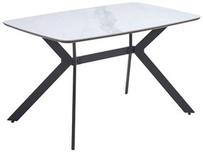 Τραπέζι 635-124-002 160x90x75cm White-Black Πέτρα,Μέταλλο