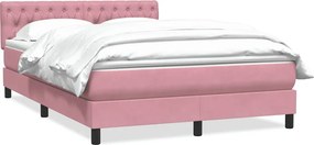 vidaXL Κρεβάτι Boxspring με Στρώμα Ροζ 160x210 εκ. Βελούδινο