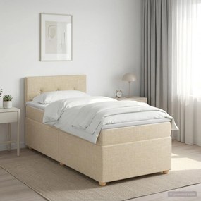 vidaXL Κρεβάτι box spring με στρώμα Κρεμ 100 x 200 cm Ύφασμα