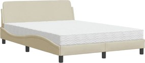 vidaXL Κρεβάτι με Στρώμα Dover Κρεμ 140x190 εκ. Υφασμάτινο