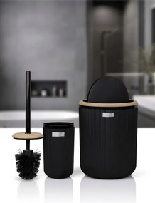 Stewehome Σετ 2 τεμαχίων στρογγυλής πλαστικής λεκάνης και βούρτσας τουαλέτας Μαύρο