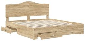 vidaXL Σκελετός Κρεβατιού Δρύς Sonoma 200 x 200 cm Επεξεργασμένο ξύλο