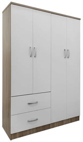 Ντουλάπα τετράφυλλη με 2 συρτάρια Lego pakoworld σε sonoma-λευκή απόχρωση 120.5x42x181εκ