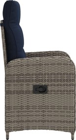 vidaXL Ανακλινόμενη καρέκλα κήπου Γκρι και Navy Blue