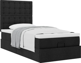 vidaXL Οθωμανικό κρεβάτι με στρώμα Μαύρο 100x200cm Ύφασμα
