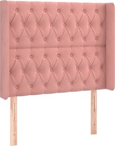 vidaXL Κρεβάτι Boxspring με Στρώμα &amp; LED Ροζ 90x190 εκ. Βελούδινο