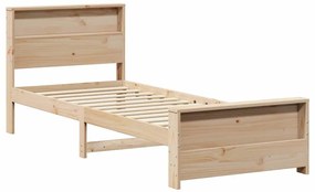 vidaXL Σκελετός Κρεβατιού Καφέ 90 x 190 cm Μασίφ ξύλο πεύκου