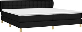vidaXL Κρεβάτι Boxspring με Στρώμα Μαύρο 200x200 εκ. Υφασμάτινο