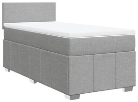 Κρεβάτι Boxspring με Στρώμα Ανοιχτό Γκρι 80x200 εκ. Υφασμάτινο - Γκρι