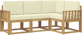 vidaXL Σειρά Καναπέ Εξωτερικού 4 pcs Λευκό και Κρεμ