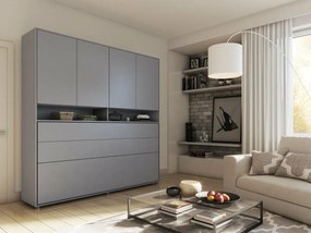 Σετ επίπλων Concept Pro Lenart AH144, Γκρι, Πλαστικοποιημένη μοριοσανίδα, Τάβλες για Κρεβάτι, 160x200, Ενιαίος, Με κρεβάτι, Με πρόσθετο εξοπλισμό