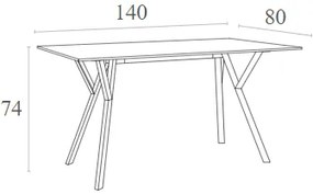 MAX ΤΡΑΠΕΖΙ 140X80Χ74εκ. WHITE LAMINATE 12mm
