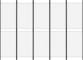vidaXL Διαχωριστικό Δωματίου με 5 Πάνελ Λευκό 250x180 εκ. από Ύφασμα