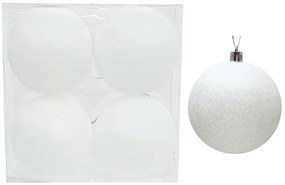 JΚ Home Décor - Μπάλα Πλαστική Λευκή Με Glitter S/4 10cm