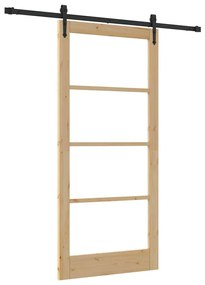 vidaXL Ολισθητή Πόρτα Καφέ 93 x 202 cm Ξύλο και μέταλλο