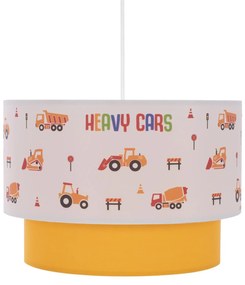 PENDANT CEILING LAMP  KIDS’ ROOM DOUBLE WHITE-YELLOW WHITE DRUM SHADE 30x19x70 εκ.