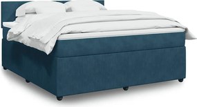 vidaXL Κρεβάτι Boxspring με Στρώμα Μπλε 180x200 εκ. Βελούδινο