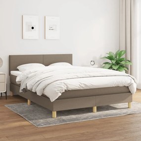 vidaXL Κρεβάτι Boxspring με Στρώμα Taupe 140x200 εκ. Υφασμάτινο