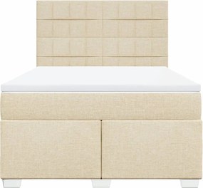 vidaXL Κρεβάτι Boxspring με Στρώμα Κρεμ 140x190 εκ. Υφασμάτινο
