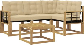 vidaXL Σειρά Καναπέ Εξωτερικού με μαξιλάρι 5 pcs Λευκό και Μπεζ