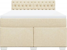 vidaXL Κρεβάτι Boxspring με Στρώμα Κρεμ 140x200 εκ. Υφασμάτινο