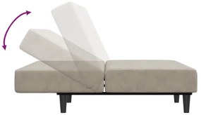 Καναπές Κρεβάτι Διθέσιος Ανοιχτό Γκρι Βελούδινος - Γκρι