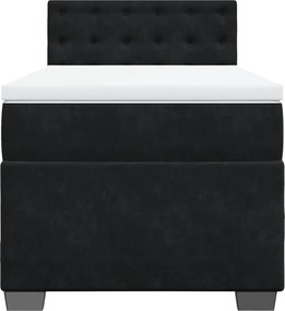 vidaXL Κρεβάτι Boxspring με Στρώμα Μαύρο 90x200 εκ. Βελούδινο
