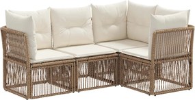 vidaXL Σετ Καναπέ Κήπου 4 pcs Μπεζ συνθετικό ρατάν