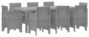 vidaXL Σέτ φαγητού για κήπο 9 pcs Ανοιχτό γκρι Rattan Polt