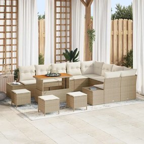 vidaXL Σετ Καναπέ Κήπου με αποθήκευση 13 pcs Μπεζ Πολυ ράταν
