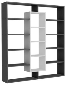 Βιβλιοθήκη μελαμίνης Ample Megapap χρώμα μαύρο - λευκό 125x22x135,7εκ.