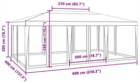 ΤΕΝΤΑ ΕΚΔΗΛΩΣΕΩΝ ΜΕ 10 ΤΟΙΧΩΜΑΤΑ ΜΕ ΔΙΧΤΥ ΛΕΥΚΗ 6X4 Μ. ΑΠΟ HDPE 4010066