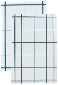 Ποτηρόπανα Ζακάρ 33 Σετ 2τμχ White - Blue Viopros 50x70cm 100% Cotton