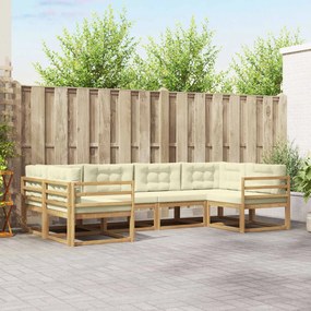 vidaXL Σειρά Καναπέ Εξωτερικού με μαξιλάρι 6 pcs Λευκό και Κρεμ