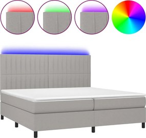vidaXL Κρεβάτι Boxspring με Στρώμα &amp; LED Αν.Γκρι 200x200εκ. Υφασμάτινο