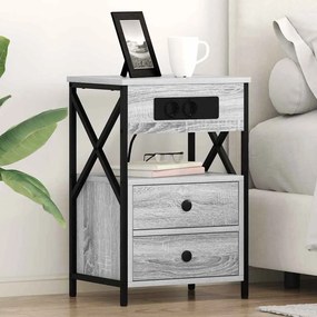 vidaXL Κομοδίνο 2 pcs Γκρι sonoma 40 x 31 x 60 εκ. Επεξεργασμένο ξύλο