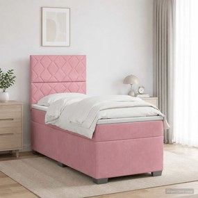 vidaXL Κρεβάτι box spring με στρώμα Ροζ 100 x 200 cm Βελούδο