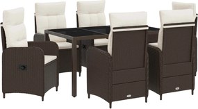 vidaXL Σετ Εξωτερικής Τραπέζης 7 pcs Καφέ και Κρέμα Λευκό