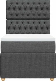 vidaXL Κρεβάτι Boxspring με Στρώμα Σκούρο Γκρι 100x200 εκ. Υφασμάτινο
