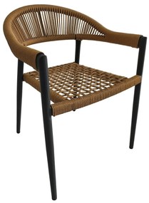 MADISON Πολυθρόνα Βεράντας- Κήπου, ALU Ανθρακί, Rope Wicker Φυσικό, Στοιβαζόμενη 58x56x78cm
