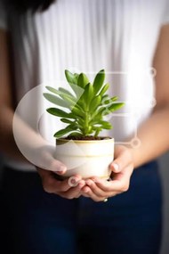 Σετ των 2 Intra Συλλεκτικό Ξύλινο Παζλ Plywood 4mm - Γυναίκα με υγιές φυτό σε γλάστρα Σε Ξύλινο Κουτί - Διαστάσεις: 10x10 cm – 25 κομμάτια