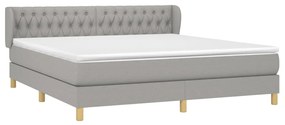 vidaXL Κρεβάτι Boxspring με Στρώμα Ανοιχτό Γκρι 180x200 εκ. Υφασμάτινο