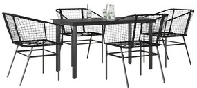 vidaXL Σετ Τραπεζαρίας Κήπου 5 Τεμαχίων Μαύρο Συνθετικό Ρατάν/Γυαλί