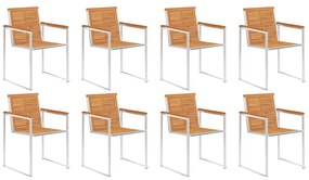 vidaXL Καρέκλες Κήπου 8 τεμ. από Μασίφ Ξύλο Ακακίας με Μαξιλάρια