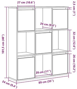 Βιβλιοθήκη Μαύρη Δρυς 89x24x101,5 εκ. Κατασκευασμένο ξύλο - Μαύρο