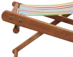vidaXL Σεζλόνγκ Πτυσσόμενη Πολύχρωμη Υφασμάτινη / Ξύλινος Σκελετός
