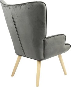 Πολυθρόνα Fluffy βελούδο ανθρακί-φυσικό πόδι 75x69x96εκ 75x69x96 εκ.