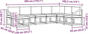 vidaXL Σειρά Καναπέ Εξωτερικού με μαξιλάρι 8 pcs Λευκό και Μπεζ